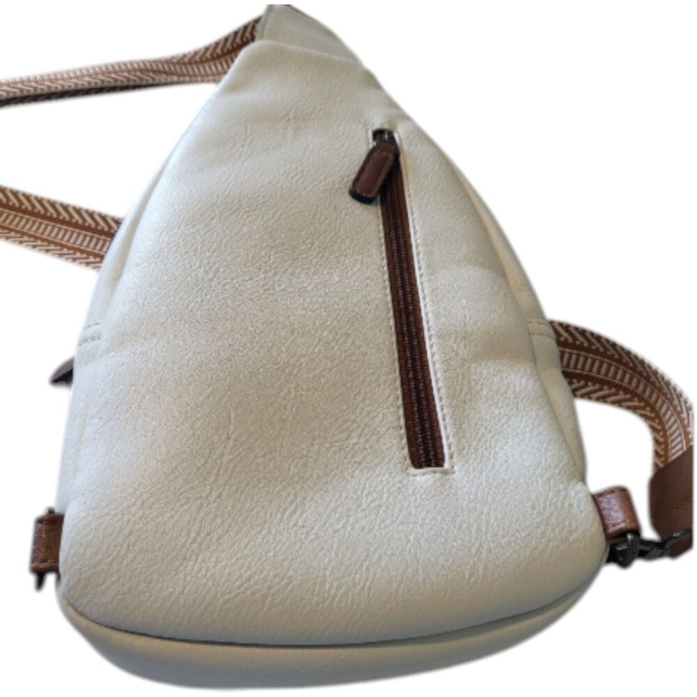 Cluci Ivory Faux Leather Crossbody Sling Bag Water Scratch Resistant Reversible - Picture 4 of 11